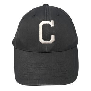 C Adult Strapback Baseball Cap Black One Size Adjustable Embroidered TCK
